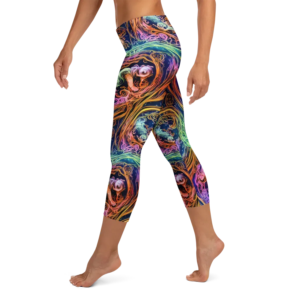 Nightfire Swirl on Capri Leggings — Left