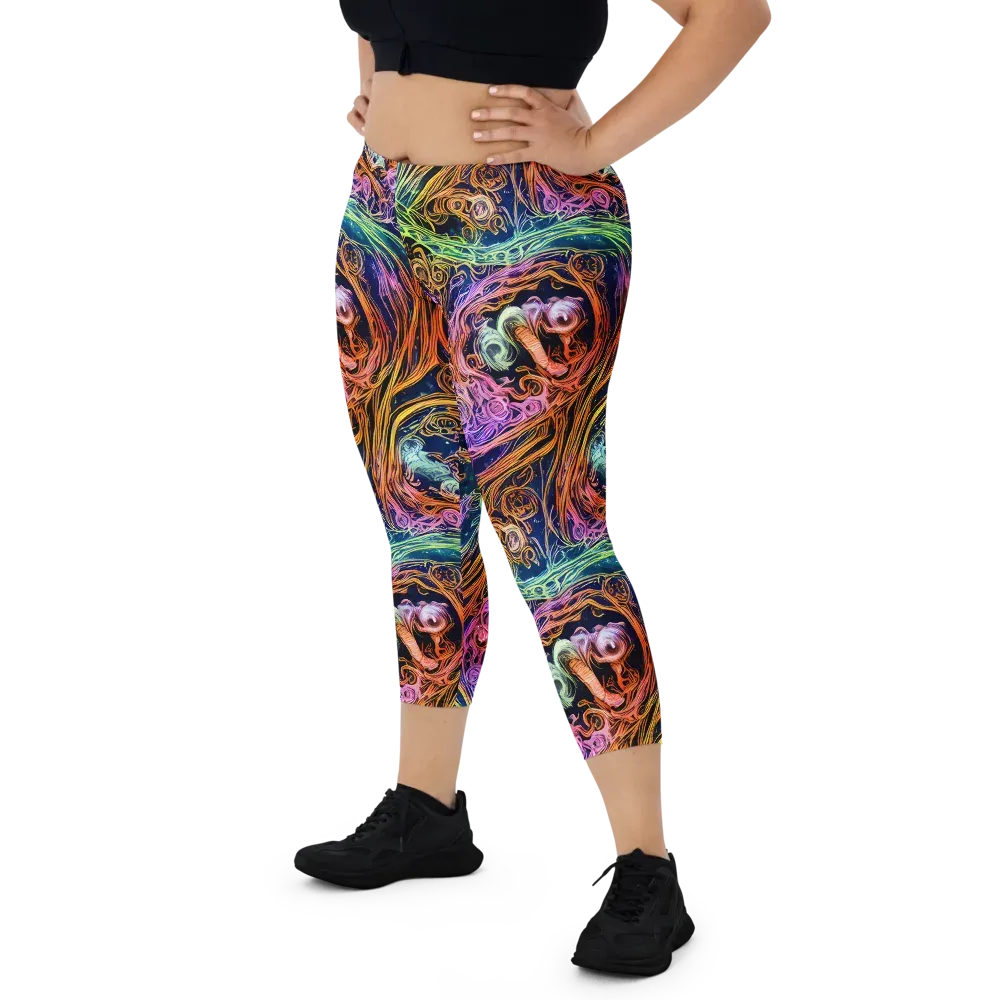 Nightfire Swirl on Capri Leggings — Front