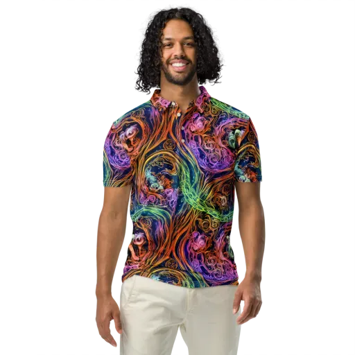 Nightfire Swirl on a Men's Slim Fit Polo Shirt