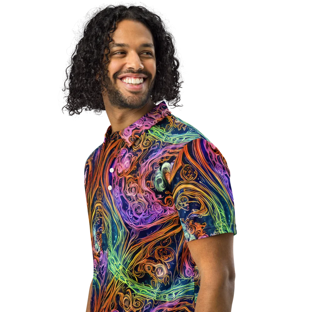 Nightfire Swirl on Men's Slim Fit Polo Shirt — Left Front