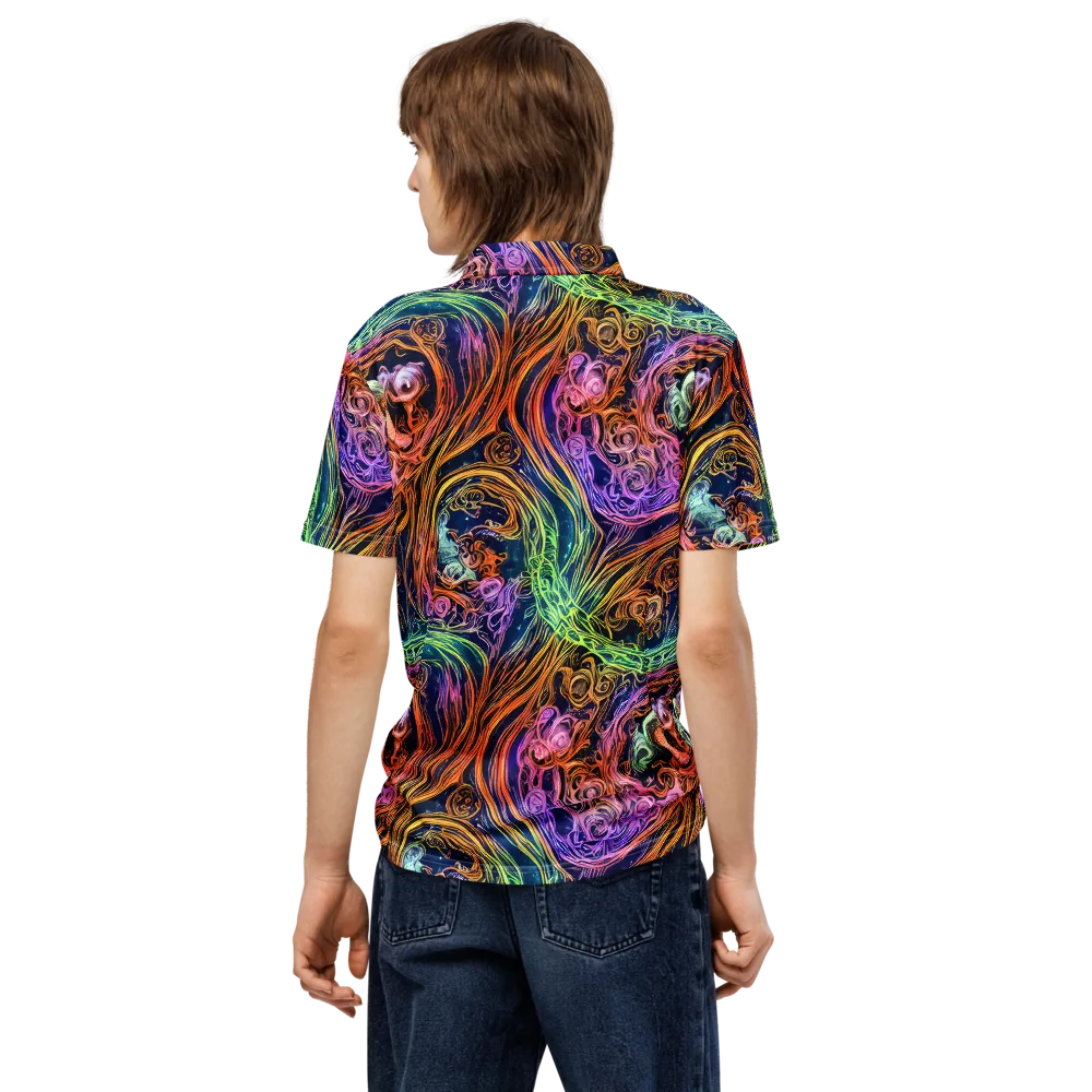 Nightfire Swirl on Men's Slim Fit Polo Shirt — Back