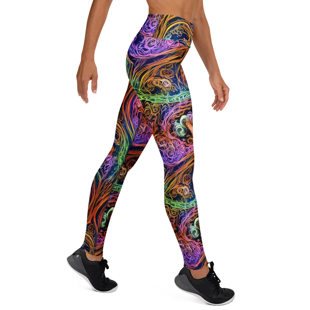Nightfire Swirl on Yoga Leggings — Right