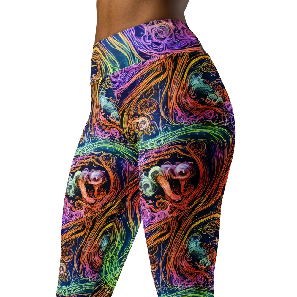 Nightfire Swirl on Yoga Leggings — Left Front