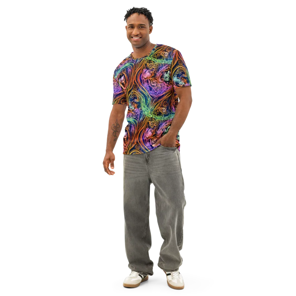 Nightfire Swirl on Men's Cotton Crew Neck T-Shirt — Front