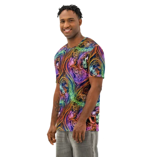Nightfire Swirl on a Men's Cotton Crew Neck T-Shirt