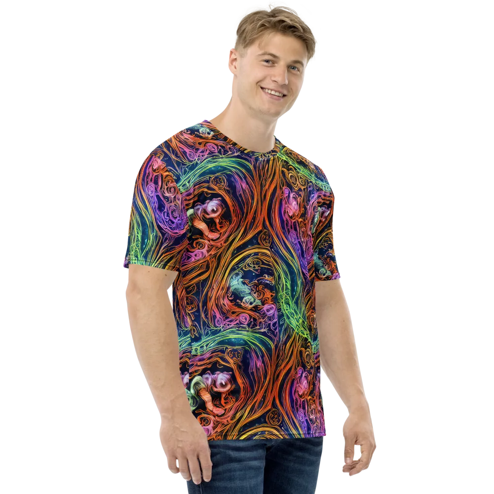 Nightfire Swirl on Men's Crew Neck T-Shirt — Right