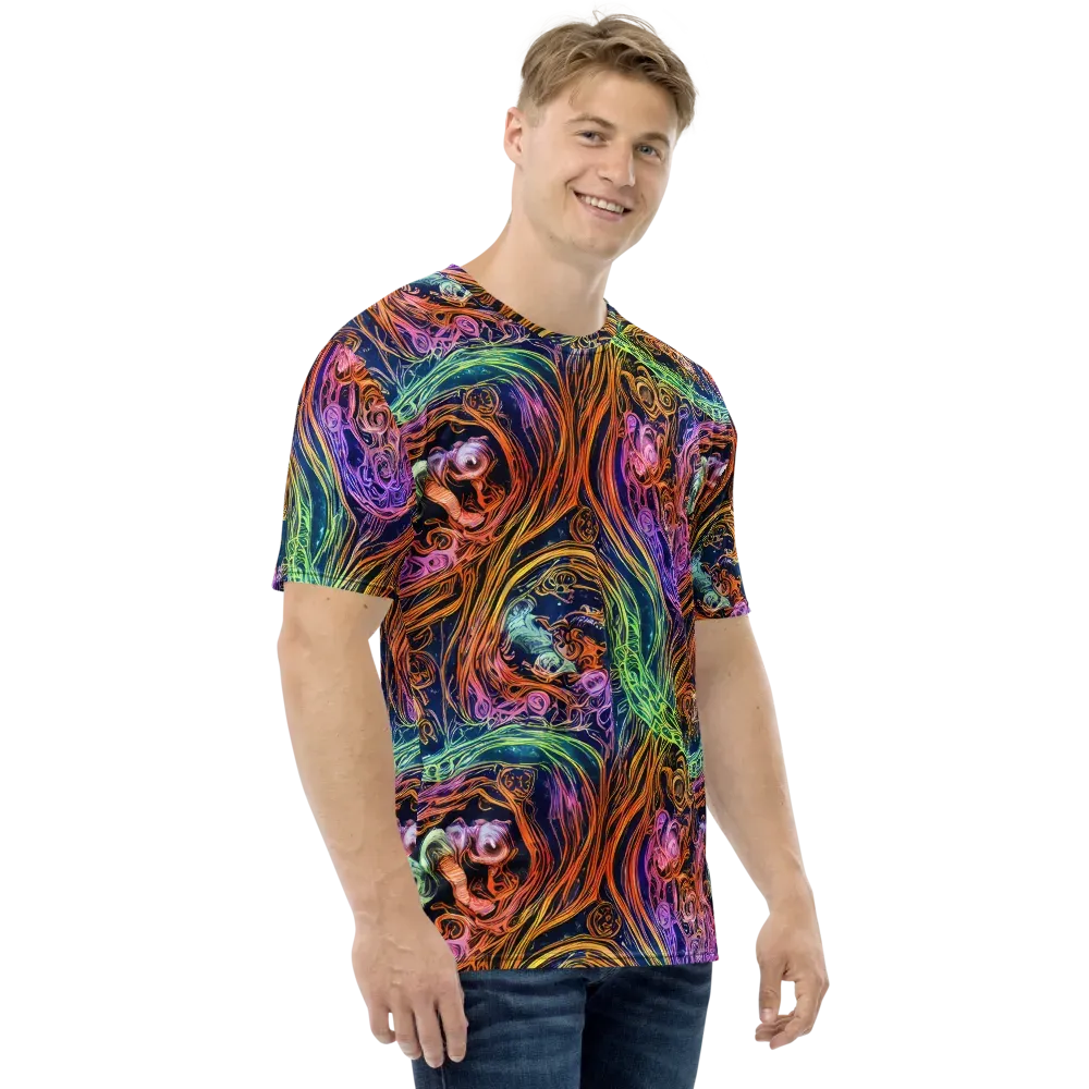 Nightfire Swirl on Men's Crew Neck T-Shirt — Right