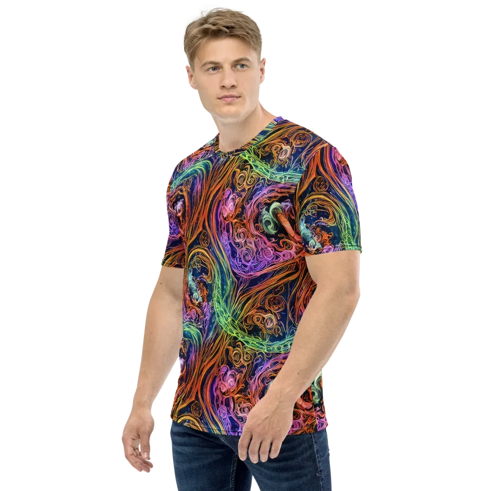 Nightfire Swirl on Men's Crew Neck T-Shirt — Left