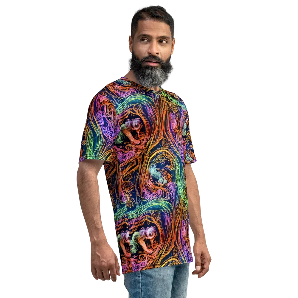 Nightfire Swirl on Men's Crew Neck T-Shirt — Right