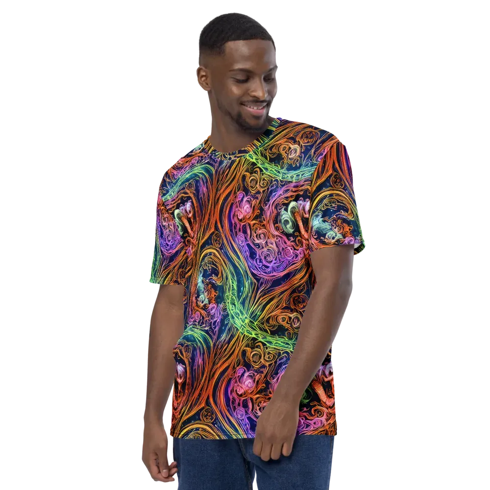 Nightfire Swirl on Men's Crew Neck T-Shirt — Left