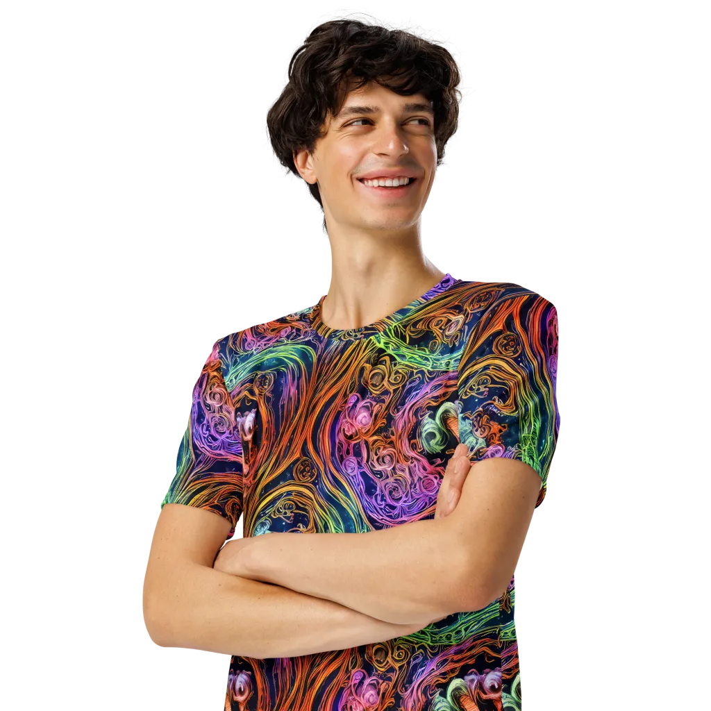 Nightfire Swirl on Men's Crew Neck T-Shirt — Left Front