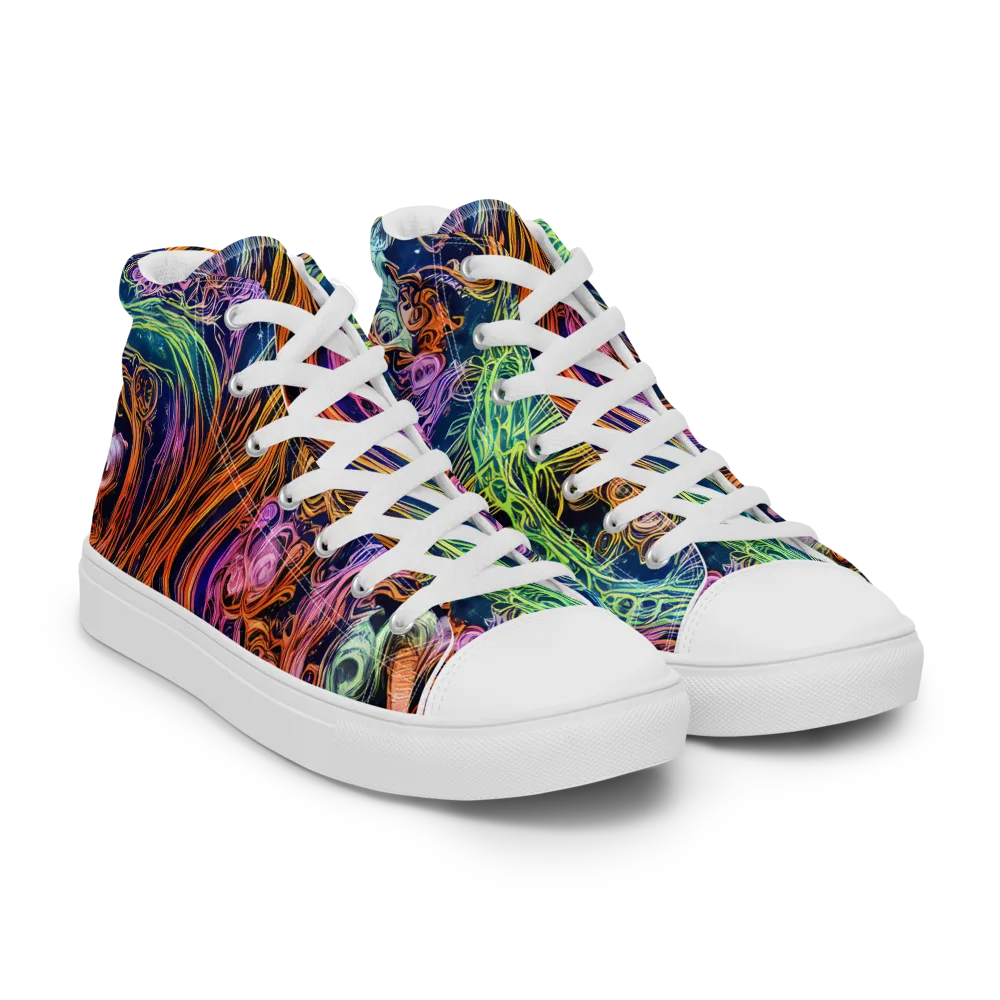 Nightfire Swirl on Men's High Top Canvas Shoes — Right Front