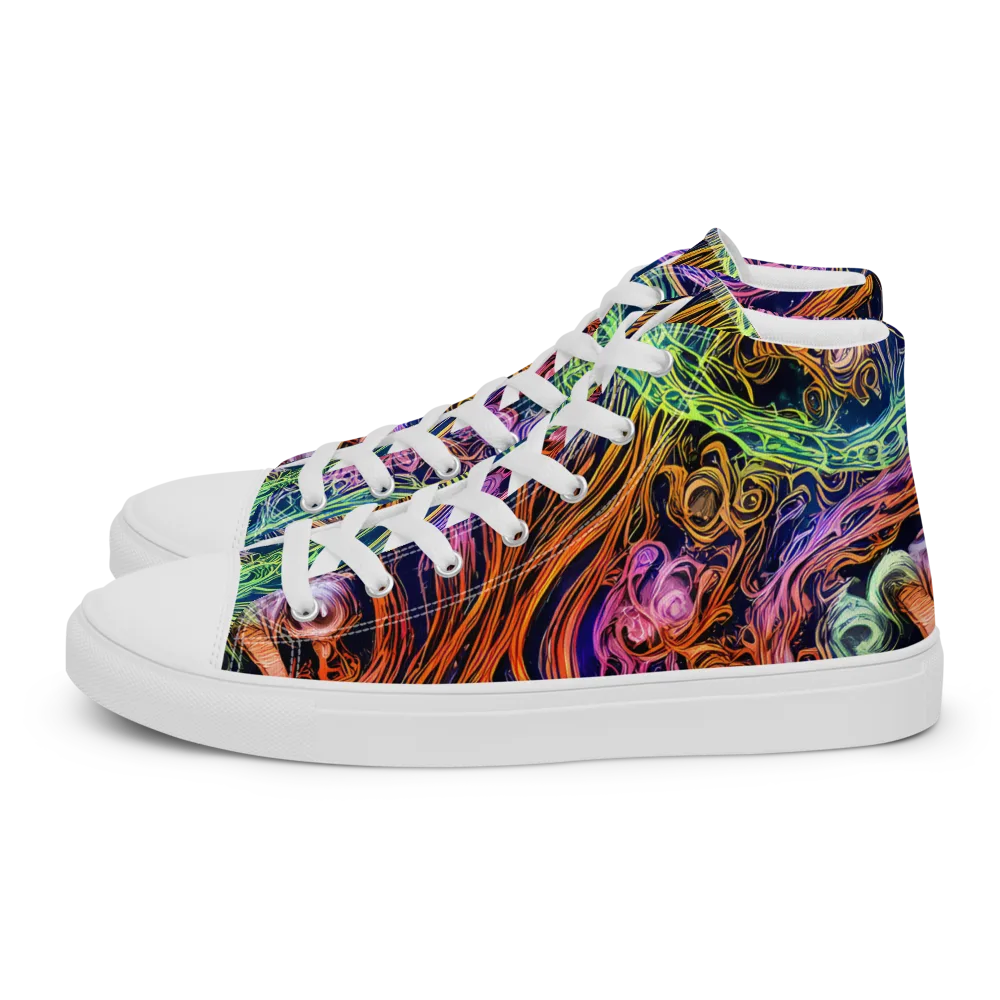 Nightfire Swirl on Men's High Top Canvas Shoes — Left