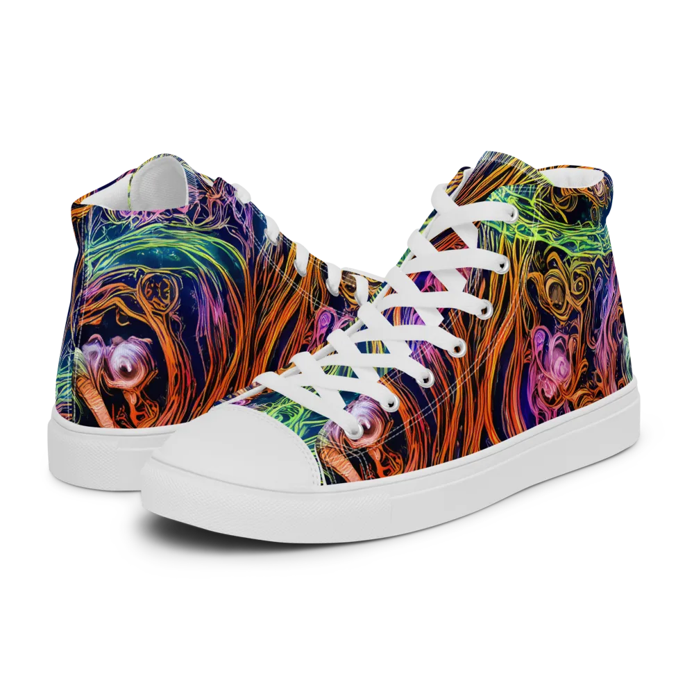 Nightfire Swirl on Men's High Top Canvas Shoes — Left