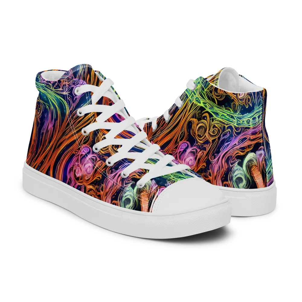 Nightfire Swirl on Men's High Top Canvas Shoes — Right