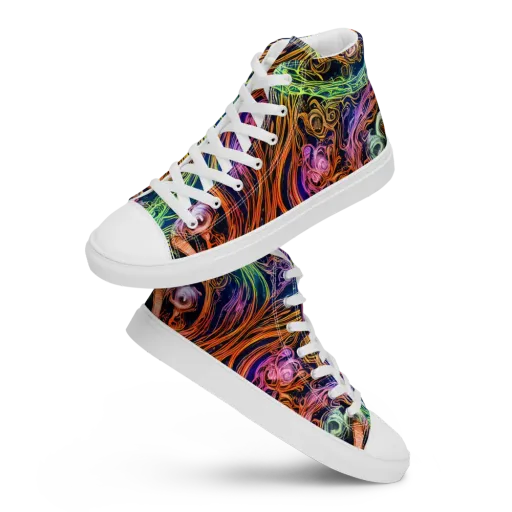 Nightfire Swirl on a Men's High Top Canvas Shoes