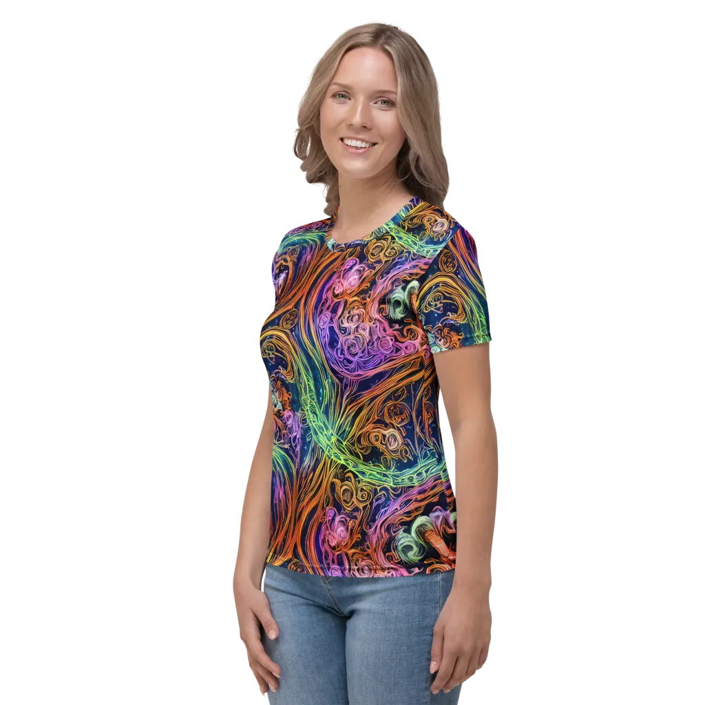 Nightfire Swirl on Women's Crew Neck T-Shirt — Left