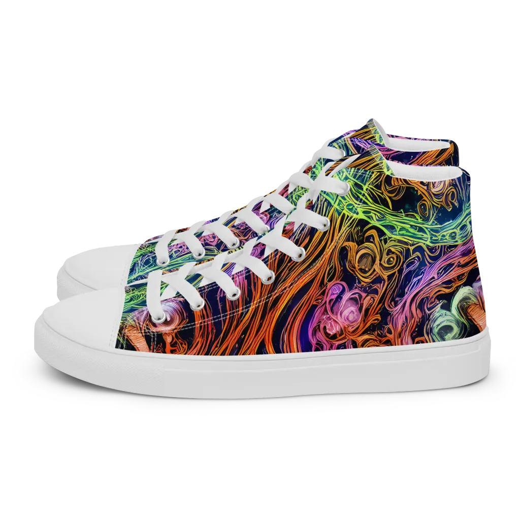Nightfire Swirl on Women's High Top Canvas Shoes — Left