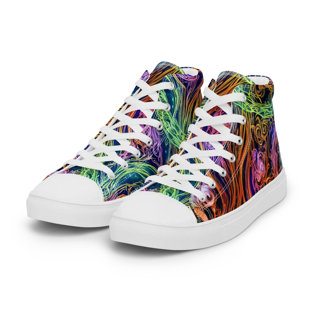 Nightfire Swirl on Women's High Top Canvas Shoes — Left Front