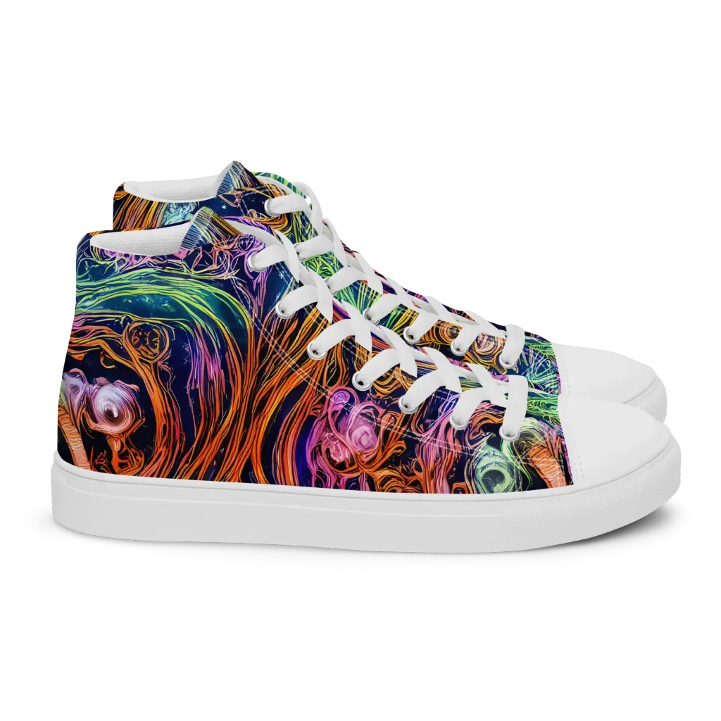 Nightfire Swirl on Women's High Top Canvas Shoes — Right
