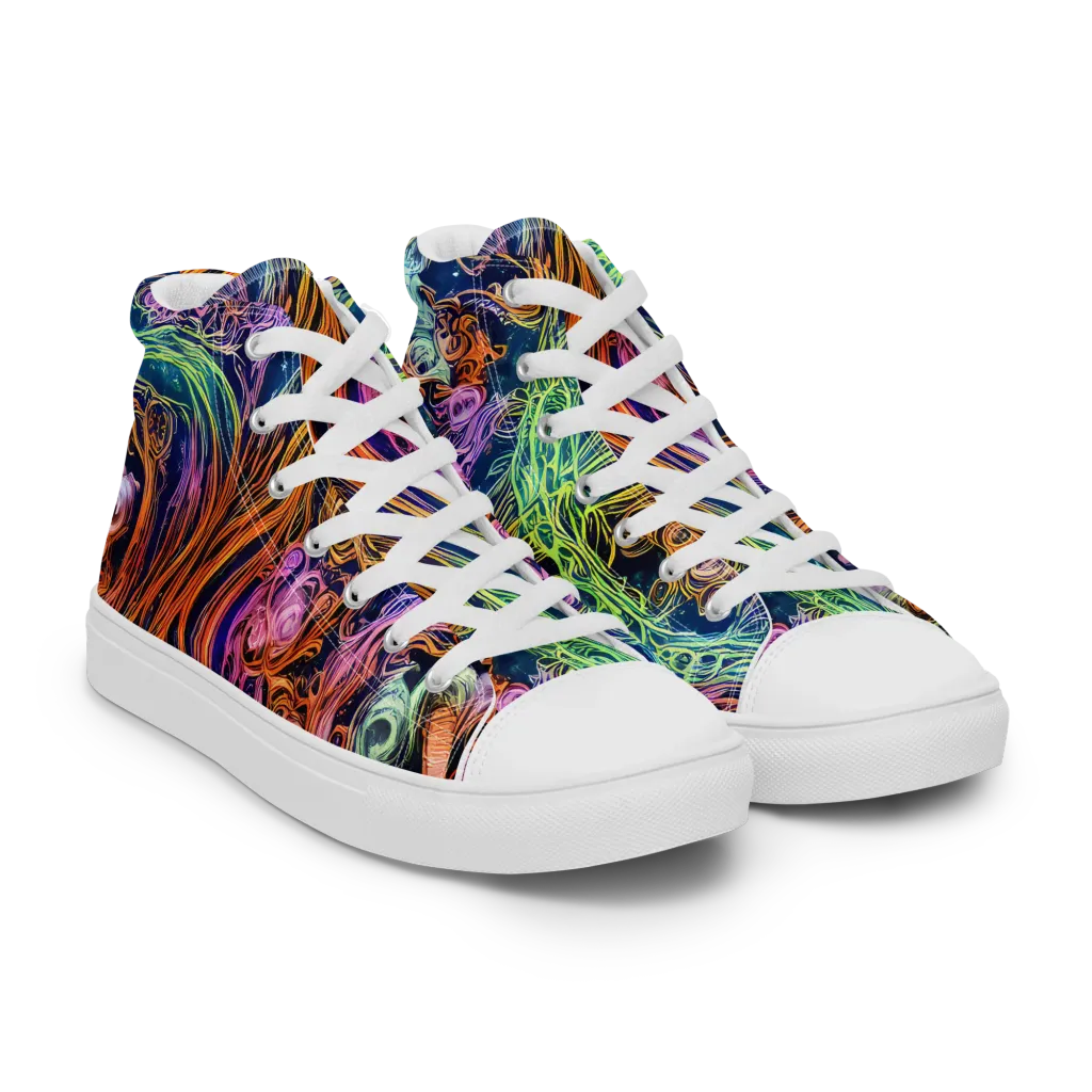 Nightfire Swirl on Women's High Top Canvas Shoes — Right Front
