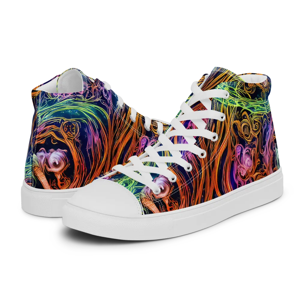 Nightfire Swirl on Women's High Top Canvas Shoes — Left