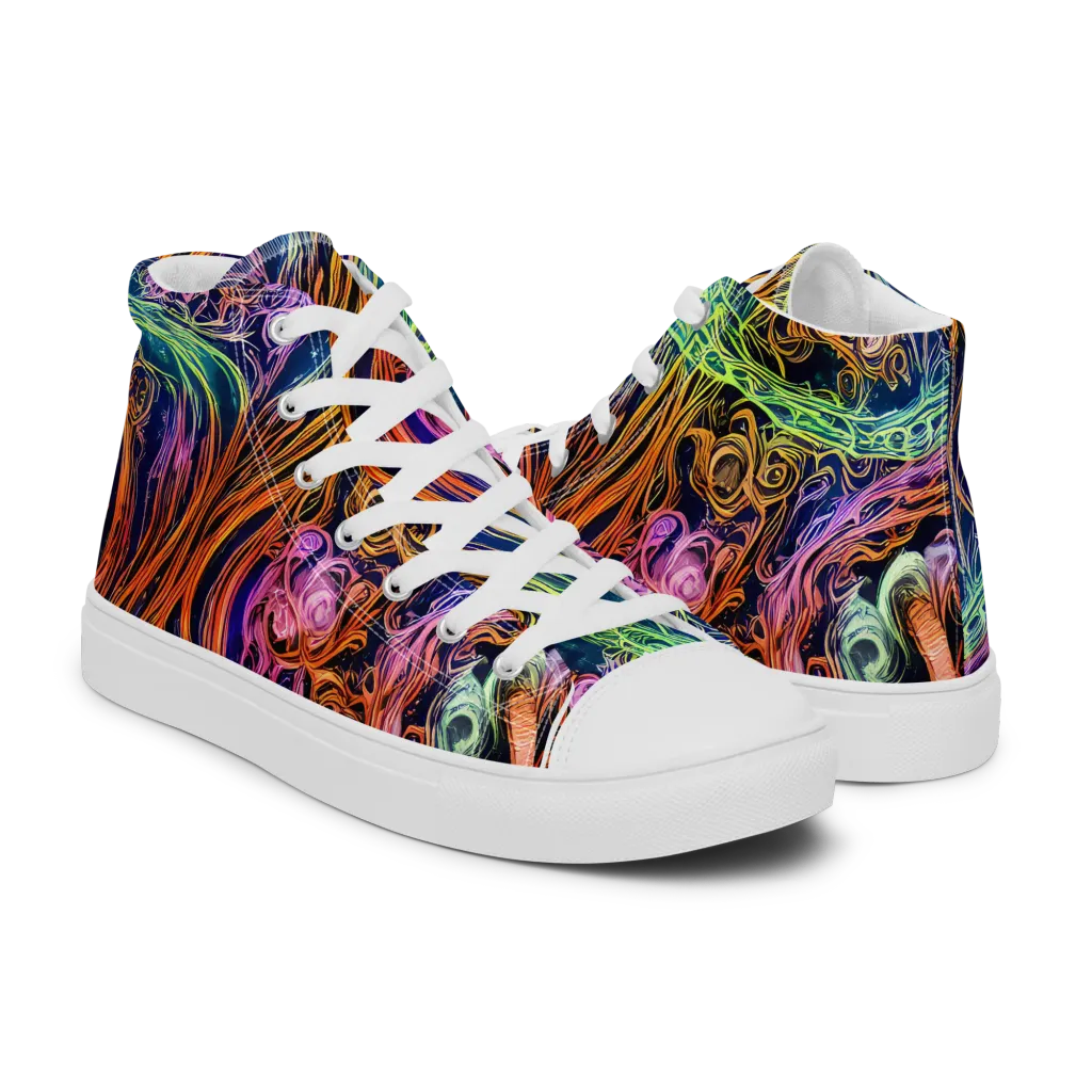 Nightfire Swirl on Women's High Top Canvas Shoes — Right