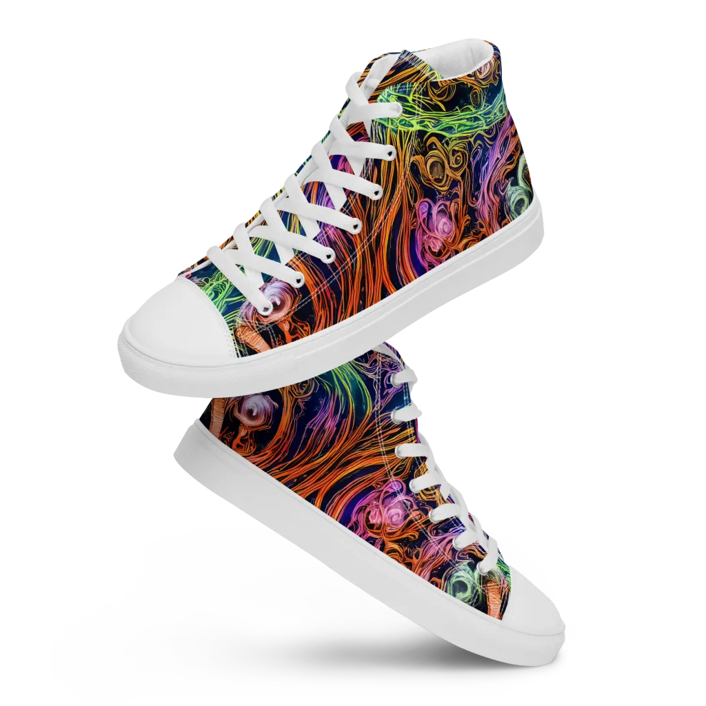 Nightfire Swirl on Women's High Top Canvas Shoes — Front