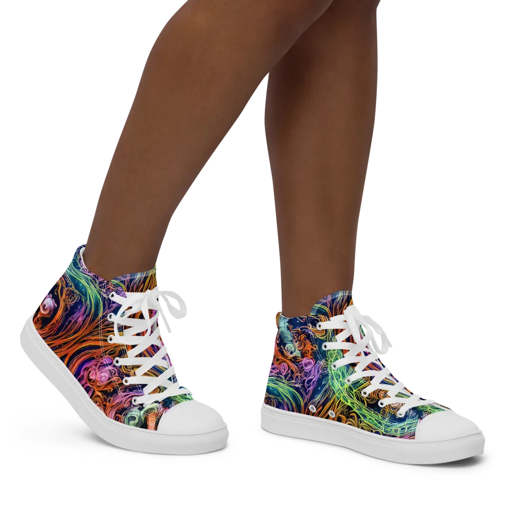 Nightfire Swirl on Women's High Top Canvas Shoes — Right