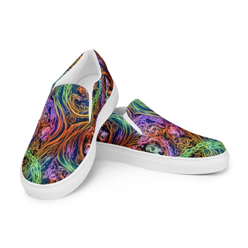 Nightfire Swirl on Men's Slip-On Canvas Shoes — Left Front