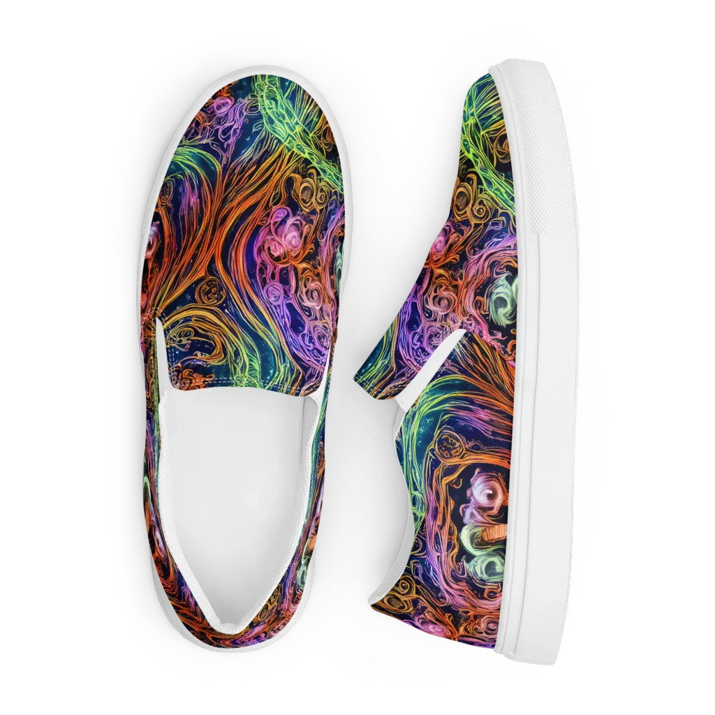 Nightfire Swirl on Men's Slip-On Canvas Shoes — Front