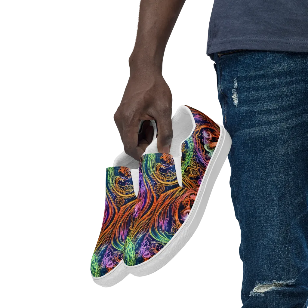 Nightfire Swirl on Men's Slip-On Canvas Shoes — Left Front