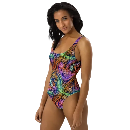 Nightfire Swirl on a One-Piece Swimsuit