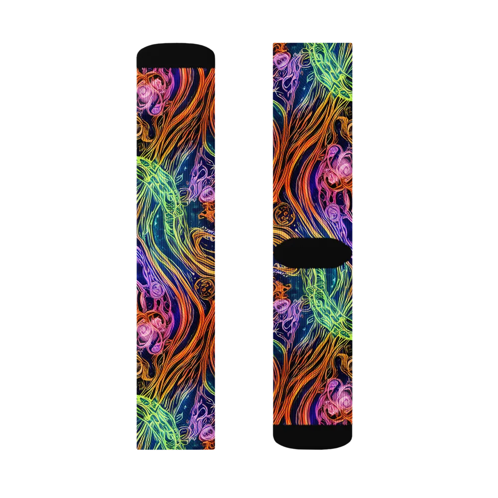Nightfire Swirl on Socks — Left Sock
