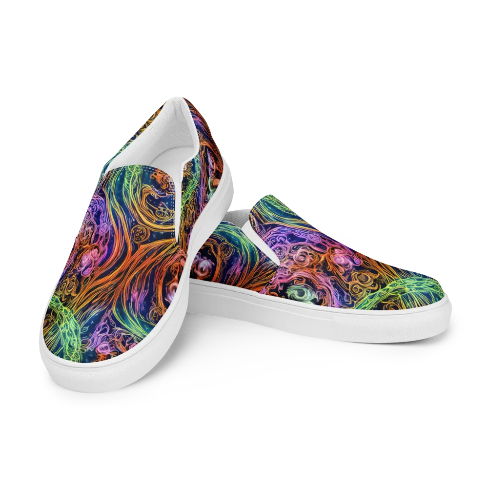Nightfire Swirl on Women's Slip-On Canvas Shoes — Left Front