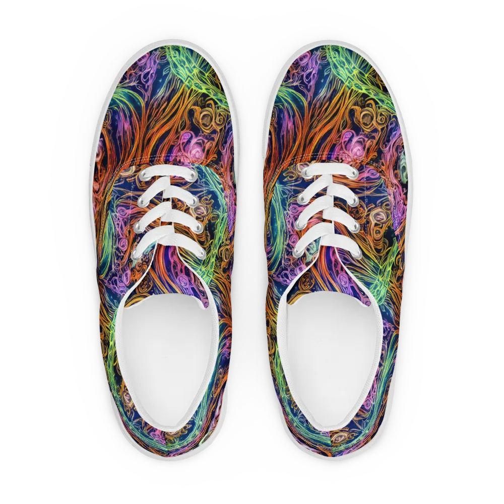 Nightfire Swirl on Men's Lace-Up Canvas Shoes — Front