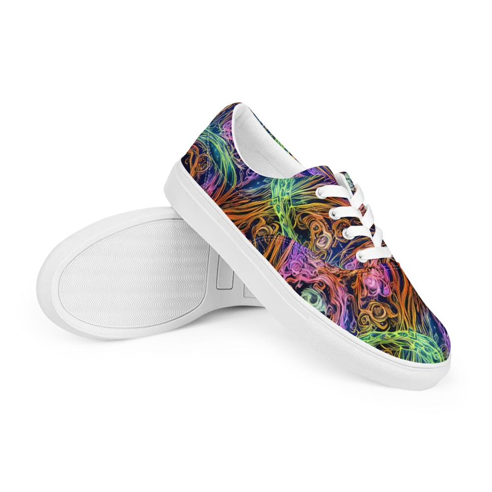 Nightfire Swirl on Men's Lace-Up Canvas Shoes — Right Front
