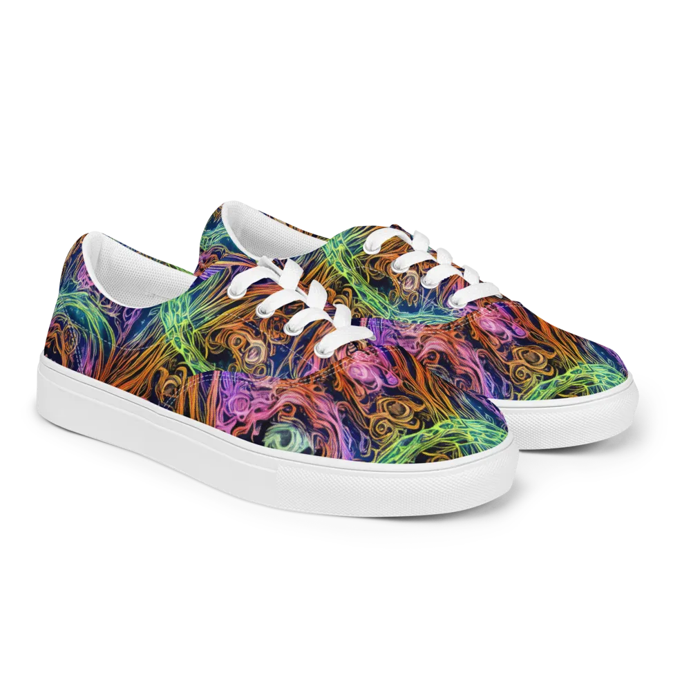 Nightfire Swirl on Men's Lace-Up Canvas Shoes — Right Front