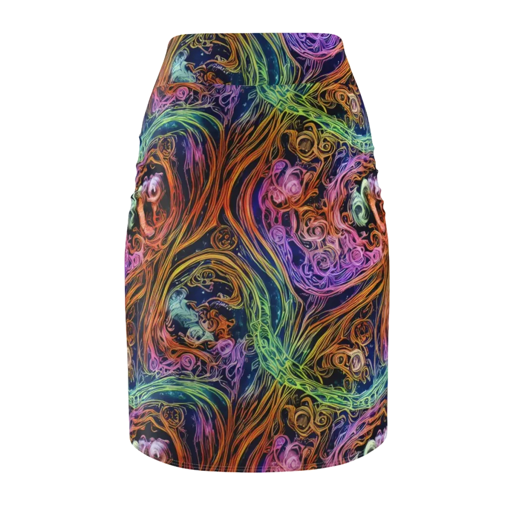 Nightfire Swirl on Pencil Skirt — Back
