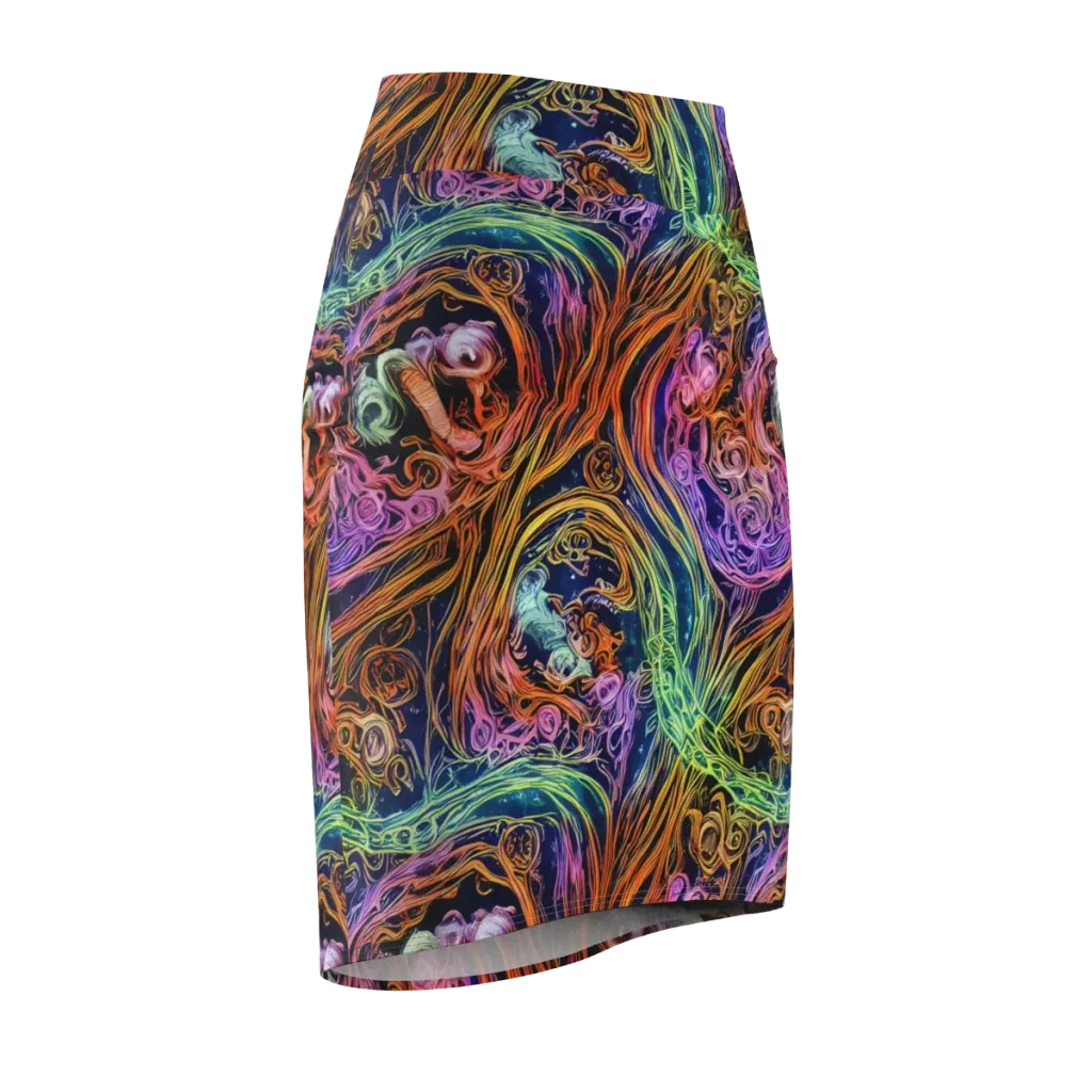 Nightfire Swirl on Pencil Skirt — Front Side