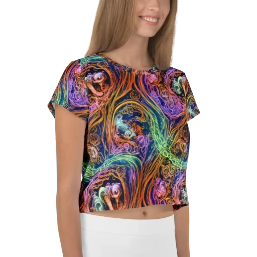 Nightfire Swirl on a Crop Tee