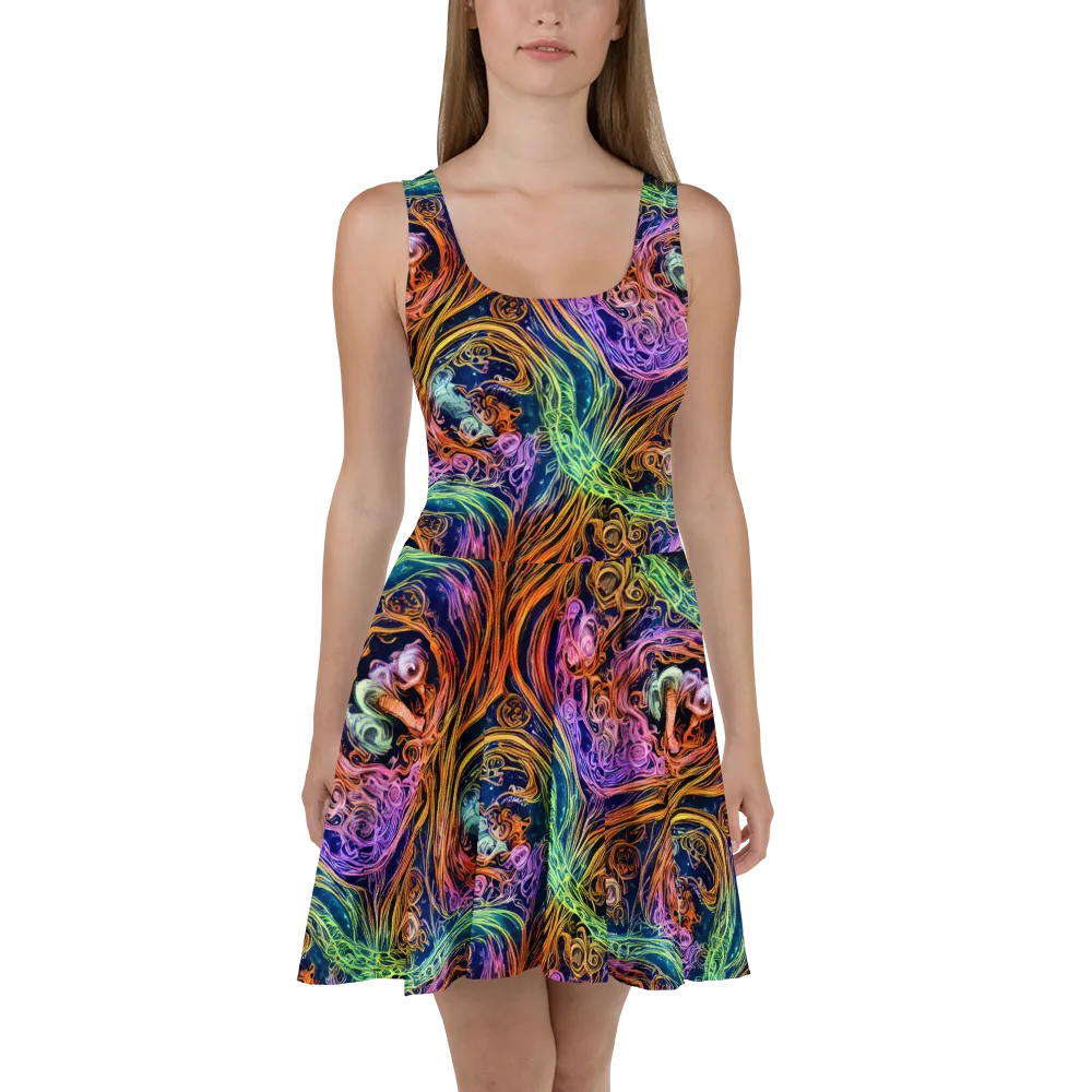 Nightfire Swirl on Skater Dress — Front