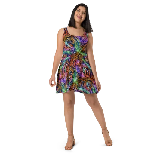 Nightfire Swirl on a Skater Dress