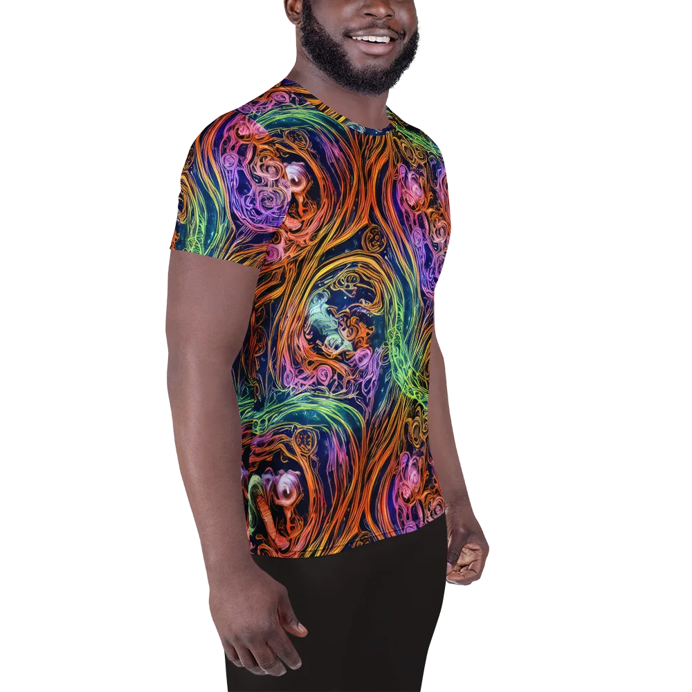 Nightfire Swirl on Men's Athletic T-Shirt — Right
