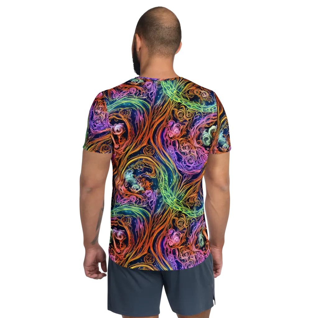 Nightfire Swirl on Men's Athletic T-Shirt — Back
