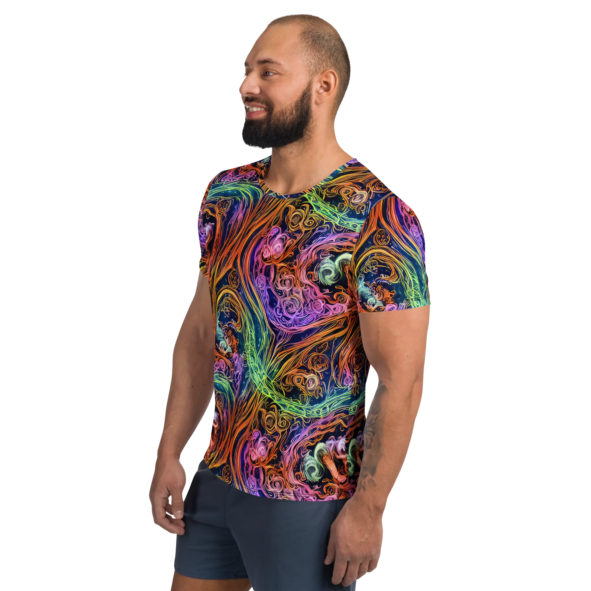Nightfire Swirl on Men's Athletic T-Shirt — Left