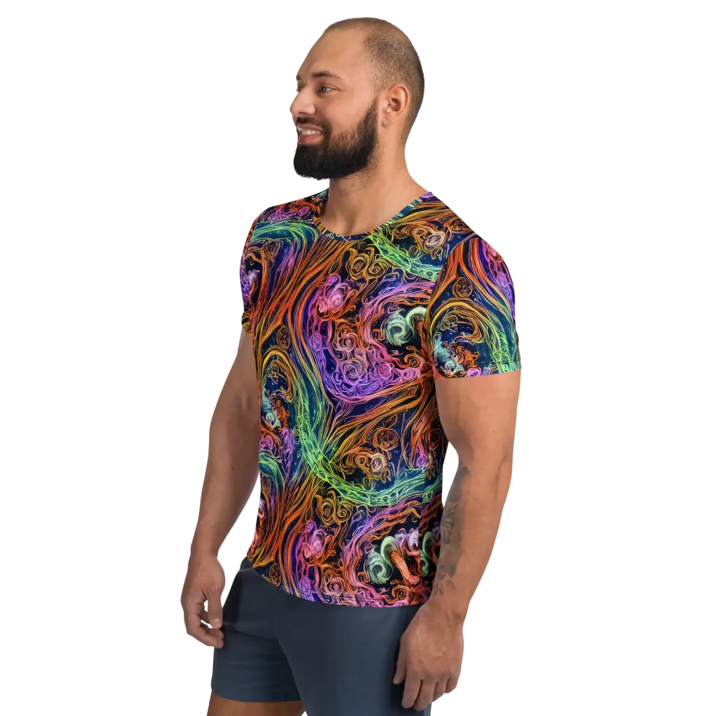 Nightfire Swirl on Men's Athletic T-Shirt — Left