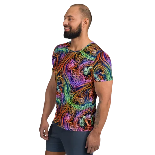 Nightfire Swirl on a Men's Athletic T-Shirt