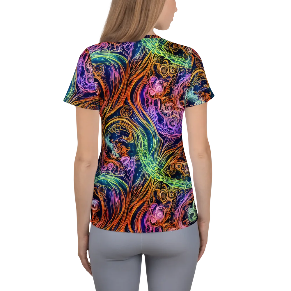 Nightfire Swirl on Women's Athletic T-Shirt — Back