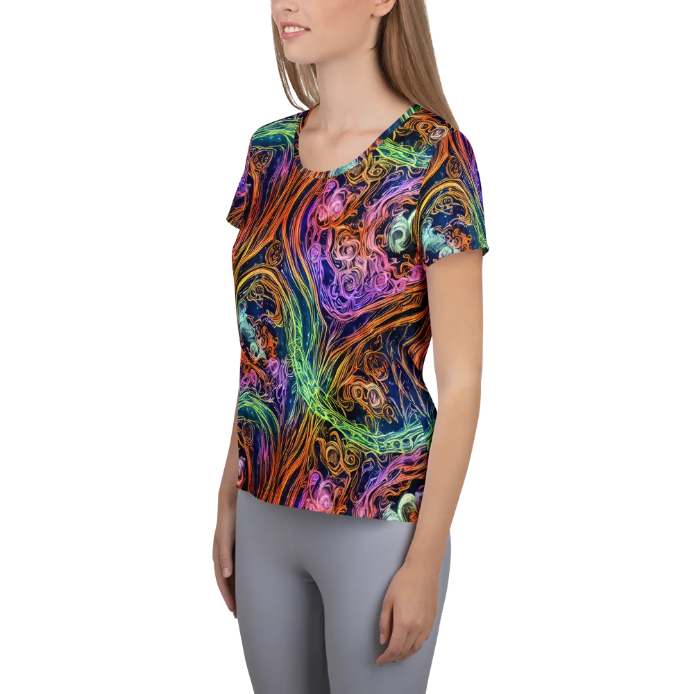 Nightfire Swirl on Women's Athletic T-Shirt — Left